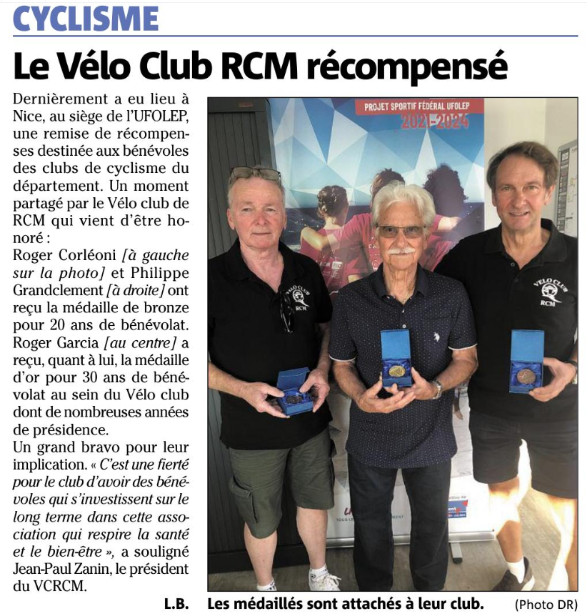 MEDAILLES DU BENEVOLAT 26 JUIN 2024 UFOLEP